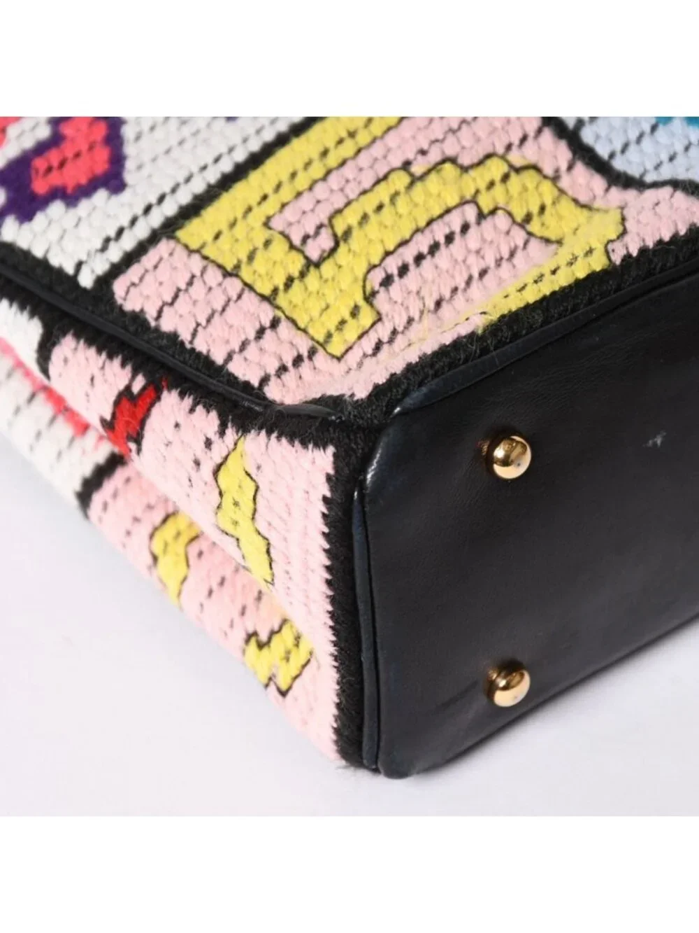 Chanel Icon Chain Bag CC Logo Wool Leather Multicolor Gold